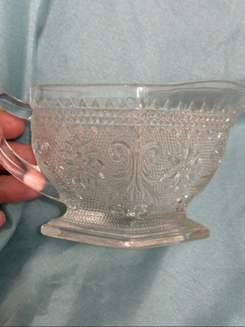 Vintage Indiana Sandwich Clear Glass Tiara Creamer